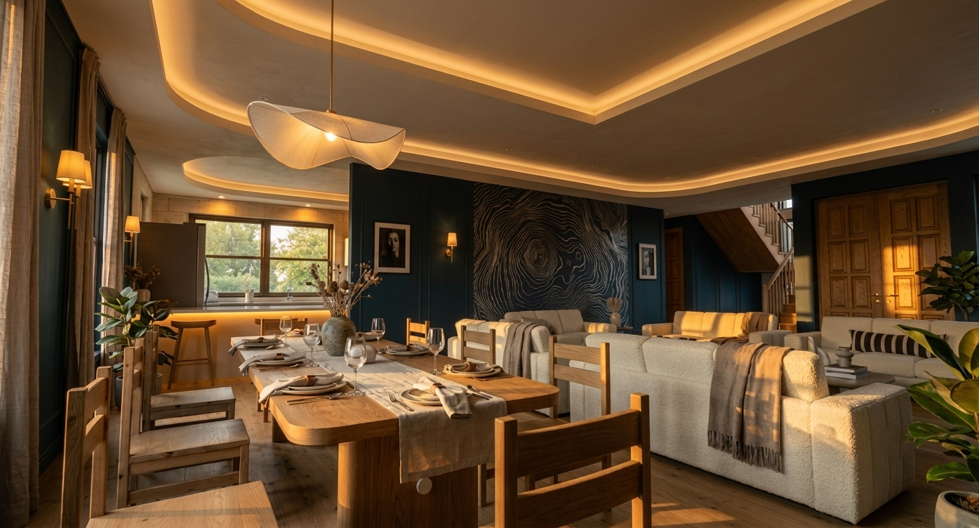 Interior in warm lighting